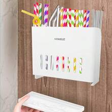 Dispensador de paja de plástico y organizador de pajitas reutilizable para gabinete de cocina y mostrador - Blanco - Ver 7