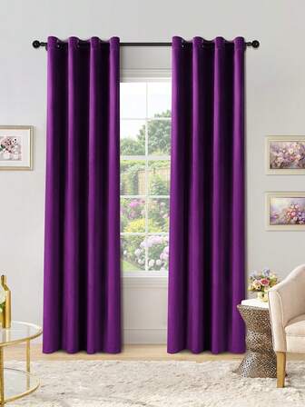 1 pieza Cortina morada gruesa y aislada con ojales, cortina de terciopelo sólido moderno, adecuada para la decoración de la sala de estar, el dormitorio y la puerta