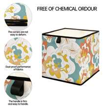 1 pieza Caja de almacenamiento abierta con patrón de pintura al óleo de dibujos animados, contenedor de almacenamiento apilable, diseño duradero y multiusos de estilo cajón, ahorra espacio para el hogar, dormitorio, organización del hogar, almacenamiento debajo de la cama