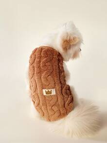 PETSIN 宠物服装。厚实温暖的毛绒背心，适合小型犬和猫在冬季穿着。可以在户外快乐玩耍的狗狗服装。 - 卡其色 - 查看 4