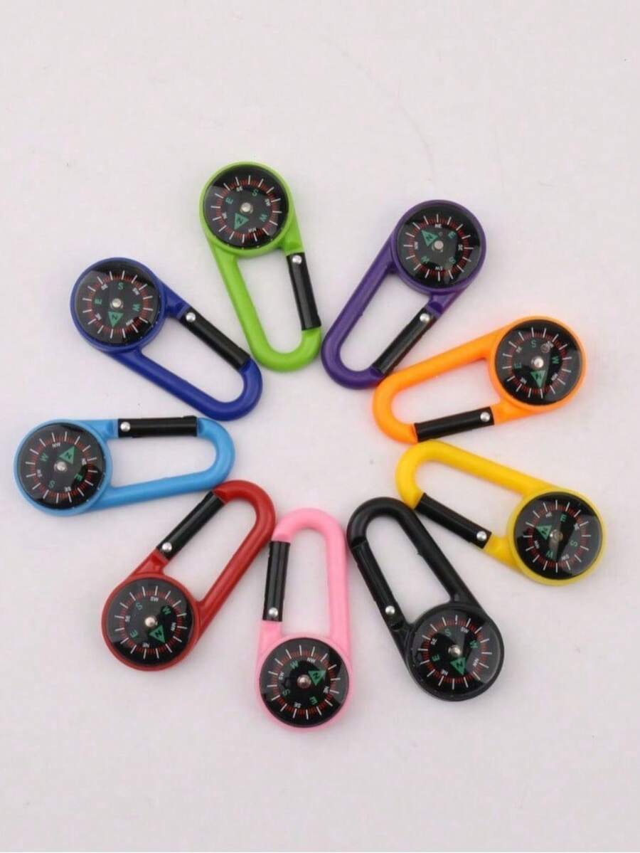 1 件钥匙扣指南针，户外生存露营便携式挂钩，户外登山扣 - 彩色 - 查看 1