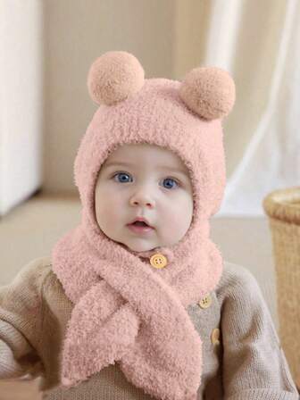 2pcs/Set Toddler Kids Knitted Hat And Scarf Set, Children Winter Warm Double Piece Set, Comfortable Knit Hat And Scarf Combo, Fashionable Winter Accessories, Kids Style Hat And Scarf Set, Quality Children Knitted Hat And Scarf