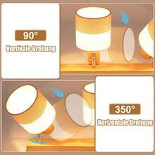 GBLY Ceiling Spotlight 3-Light Wooden Ceiling Light Vintage E14 Lamp Kitchen Fabric Shade Retro Swivel 350° Ceiling Spotlight Max. 25W Hallway Halloween Bedroom Living Room Without Bulb - 3 頭 - 查看 6