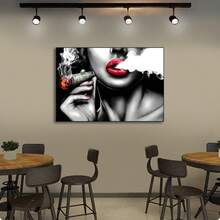 1 buc. Postere de perete, fără ramă, modern, o pictură abstractă pe pânză a unei femei care fumează, potrivită pentru decorul de perete în băi, dormitoare, birouri și camere de zi, neînrămată.