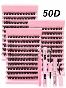 200PCS Fluffy Lash Clusters 50D, Individual Eyelash Thick Cluster Eyelash Extensions D Curl Lashes Clusters, DIY Lash Extension Kit Set, Lashes Clusters 200Pcs/300Pcs/240Pcs/168Pcs Individual Lashes 8-16MM Wispy Cluster Lashes Lash Clusters Kit, Lashes, Eyelashes, Fake Lashes - Multicolor - View 5
