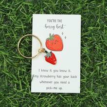 5pcs Cute Personalized Lemon Pineapple Strawberries Bananas Keychain Set With Pocket Card For Family And Friends - A Little Gift To Remind You Of Strength And Resilience Bag Charms Car Accessories Teacher Sister Gift Ideas
