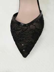 Clariva Giày sandal thời trang nữ, giày cao gót hở mũi, phong cách nữ thần, thích hợp làm quà tặng Giáng sinh mùa hè 2024 - Than chì đen - Xem 4