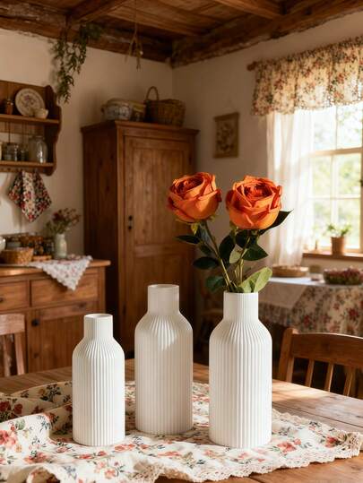 Wit Ceramic Vase, Minimalist Moderne Home Dining Tafel Grass Bookshelf, Porch Centerpiece, Wooden Bohemian Flower Vase/Pot ative Accessories, Living Rooms Bedrooms, Central ation, Mother's Day s, Graduation Wedding ations Room Glass Vase view 2
