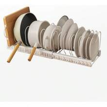 EMIAFB Organizador de Ollas y Sartenes de Estante Expandible Estantes y Soportes para Ollas y Sartenes Estante de Ollas Organizador con 13 Compartimientos (Blanco) - blanco - Ver 12