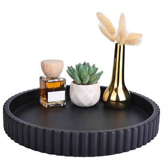 Round Decorative Tray For Coffee Table Tray Decor - Solid Wood Round Tray Home Decor Tray - Coffee Table Decor - Table Trays Decorative - Centerpiece Tray Sun Travel Cool Back To School