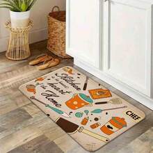 1pc Rectangular Floor Mat "Chef's Kitchen Heart Mat - Stylish Home Decor For Cooking Enthusiasts" Soft, Comfortable And Easy To Clean, Suitable For Hallway Bathroom, Bedroom, Kitchen, Porch, L - 彩色 - 查看 5
