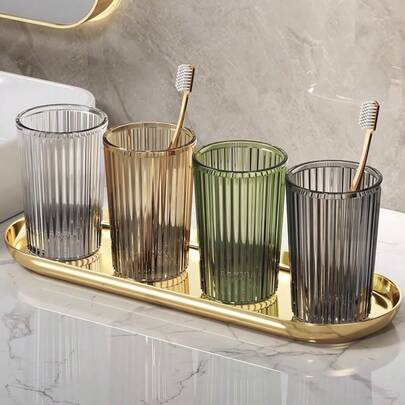 1pc Household Portable Rinsing Cup, Toothbrush Holder, Travel Gargle Cup, Couples Set, Bathroom Essentials, Japanese Style Design