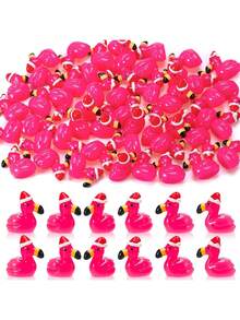 10/20pcs Christmas Mini Resin Flamingo Hot Pink Miniature Flamingo With Santa Hat Figurine Tiny Small Animals Ornament For DIY Fairy Garden, Christmas Home Decor, Micro Landscape Craft, Xmas Goodie Bag Fillers Party Favors Decorations, Perfect Birthday Gift - Pink - View 6