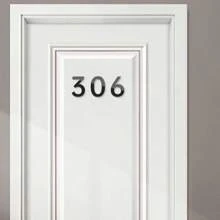 OUTANA 1片黑色现代亚克力自粘可移除镜面墙贴，带门牌号码，防潮易清洁，无需电源。适用于客厅、浴室、家庭办公室、墙面、商店、酒店和办公空间。可装饰花园围栏、邮箱、门牌号码、储物柜和序列号标识。可用作3D艺术贴纸、门牌号码、花园装饰和门牌。