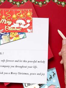 12/24/36张圣诞贺卡儿童迷你圣诞祝福贺卡信封新年明信片礼品卡圣诞派对 - 彩色 - 查看 4