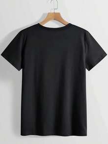 Camisa con estampa de murciélago Creature Of The Night,Camiseta casual estampada de manga corta y cuello redondo, 100 % algodón,disfraz halloween mujer - Negro - Ver 2