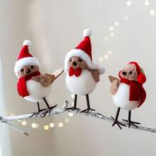 1 pieza Adorno de pájaro de peluche lindo - Decoración colgante para árbol de Navidad, decoración navideña para el hogar, decoración navideña para exteriores, accesorio colgante de tela suave, decoraciones navideñas, regalos navideños, decoración navideña