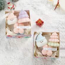 1pc Macaron Color Aromatherapy Candle Gift Box Christmas Eve Souvenir Christmas Atmosphere Creative Ornaments, Christmas Decorations, Christmas Gifts