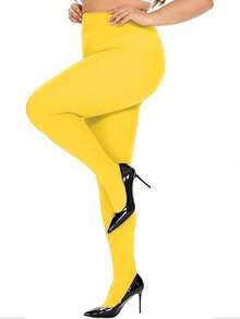 1双加大码女士糖果色连裤袜，超柔软纯色半透明紧身裤，高腰设计，舒适保暖，适合日常穿着 - 彩色 - 查看 27