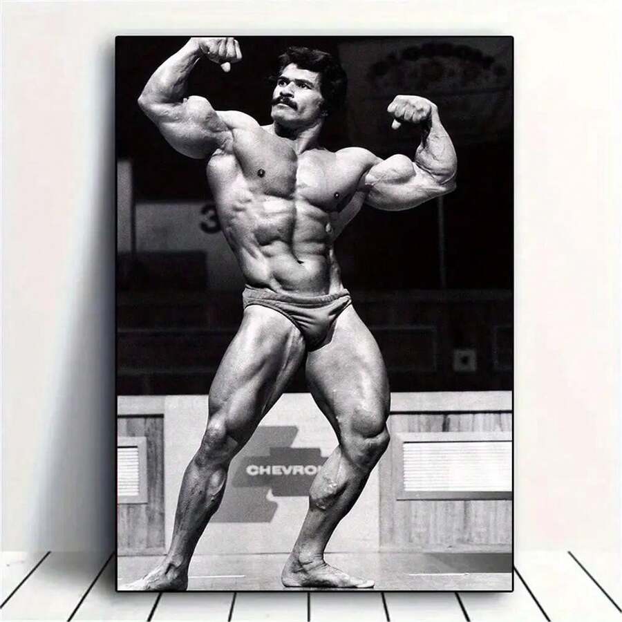 Vintage Bodybuilding Canvas Poster, 12x18 Inch Frameless Monochrome Muscle For Man Wall Art, High-Quality Print For Gym & Home Decor, Gym Accessories - màu đen - Xem 1