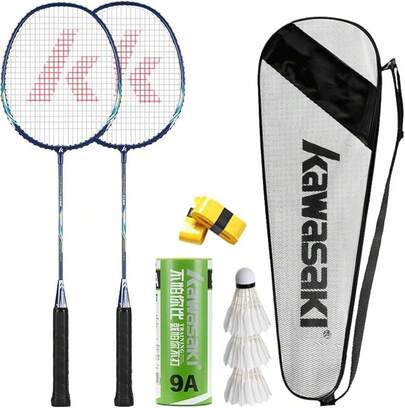 Juego de Raqueta de bádminton con 3 pájaros de bádminton, 2 Raquetas de bádminton, 2 Raquetas de bádminton, 1protable Bolsa de Raqueta de bádminton para Entrenamiento, Azul Deportivo