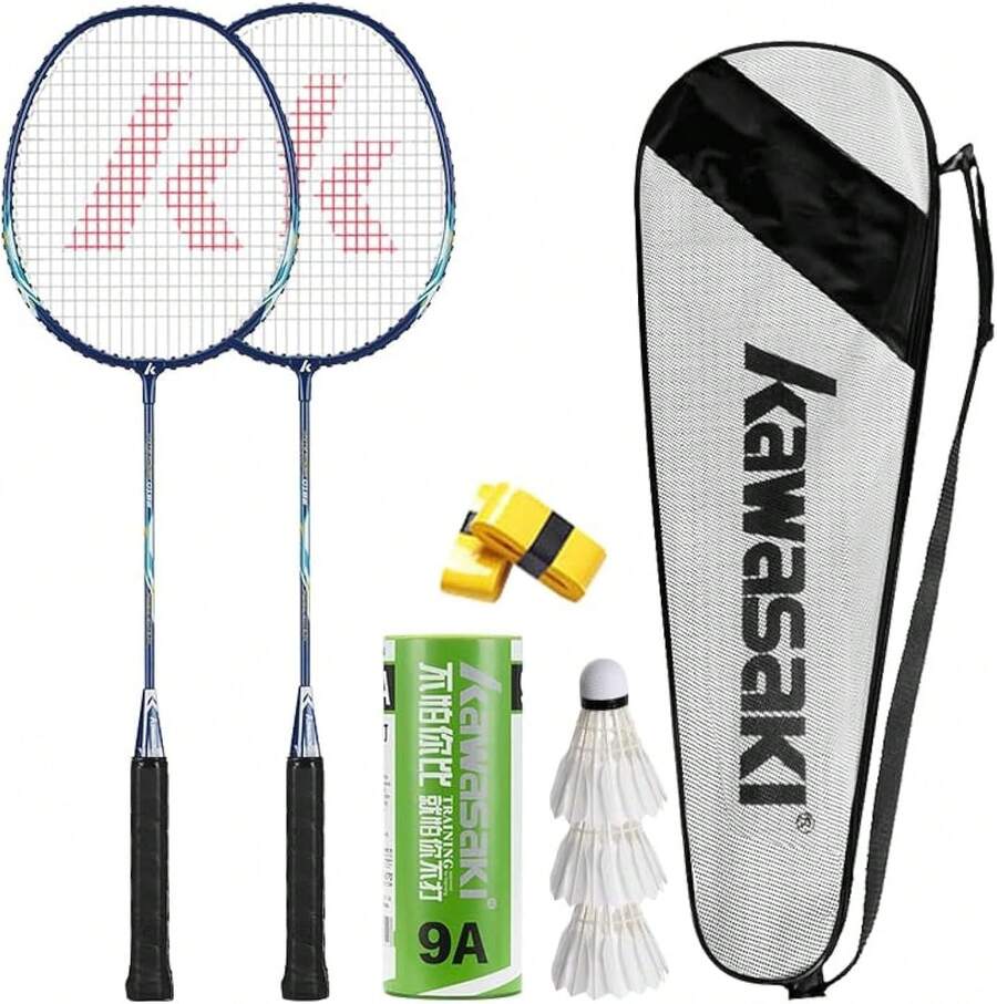 Juego de Raqueta de bádminton con 3 pájaros de bádminton, 2 Raquetas de bádminton, 2 Raquetas de bádminton, 1protable Bolsa de Raqueta de bádminton para Entrenamiento, Azul Deportivo - 1 - Ver 1