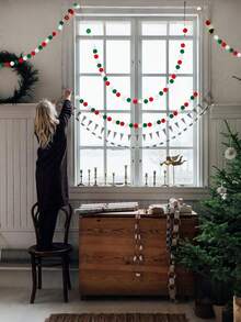 30Pcs(1Set) - Colorful Pom Pom Garland Decorations For Festive Birthday Parties. Essential String Pom Poms For Celebrations & Festival Decor. Versatile DIY Banner Accessories & Handmade Craft Supplies. A Must-Have For Unique Holiday & Party Styling.