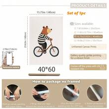 1件装裱/帆布墙画，男孩卧室装饰，画廊风格墙面装饰套装，游戏室装饰，男孩婴儿房装饰，洗礼礼物，熊主题墙面装饰，装裱墙画，装裱墙面装饰，房间装饰，家居装饰，墙面装饰，儿童房艺术品 - 彩色 - 查看 31