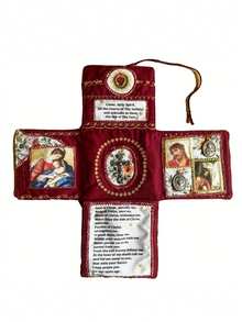 1Pc Meticulously Crafted Pocket Prayer Book, Faith Version, Catholic Travel Prayer Kit, Featuring A Cross, Images, And Spanish Prayers | Artisan Christian Gift For Daily Worship