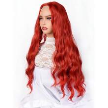 Synthetic Long Red Wavy Wig 30 Inch Center-Parted Curly Hair Stylish And Natural Heat-Resistant Fiber Suitable For Daily Wear - Multicolor - View 5