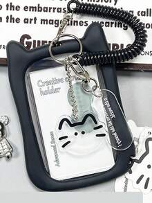 1 件 返校透明亚克力身份证卡夹硅胶防摔照片卡夹猫咪透明亚克力身份证卡夹钥匙扣