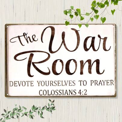 1 Piece 'War Room' Metal Sign - Inspirational Prayer And Devotion Wall Art, 8x 12inch , Rustic Iron Decoration Home, Study, Or Outdoor Space - Durable Office Hanging With Classic Bar Sign, Holiday, Inspirational Wall Art Decoration