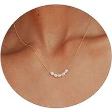 Dainty Pearl Pendant Necklaces For Women 14K Gold Plated Handmade Layered Pearl Chain Necklace Delicate Layered Freshwater Pearl Necklace Everyday Jewelry Gift