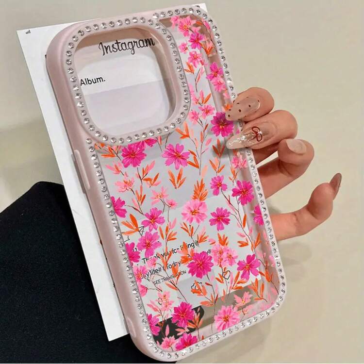 Teléfono Flores rotas de color amarillo rosado Teléfono 3 en 1 con grabado de doble cara, adecuado para phone16promax, 16 15pro 14 14 Plus/14 Pro 13 13 Pro 12Pro 11pro Promax Series. Suave anticaídas y resistente a las manchas, adecuado tanto para hombres como para mujeres con decoración. - Rosa - Añade 1