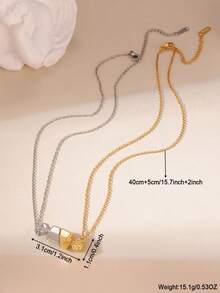 GEREIT 2 piezas Nuevo collar colgante de caramelo magnético de acero inoxidable de dos tonos de 18K oro, elegante y de moda, adecuado para hombres, mujeres, parejas, amigos, uso diario