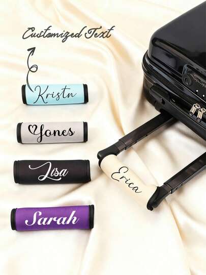 Personalized Luggage Handle Cover, Custom Print Text, Breathable Waterproof & Antimicrobial Protective Sleeve For Easy Travel