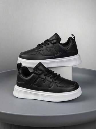 1 双青少年低帮运动鞋，PU 皮革运动鞋，休闲室内/室外跑步鞋，轻便，防滑，透气，舒适，时尚，校园风格，粉色组合