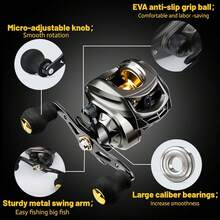 Baitcasting Reel, Fishing Reel, Magnet Braking System, 17.6 LB Max Drag, 7.2:1 And 6.3:1 Gear Ratio