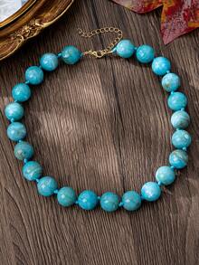 1 pieza Collar de cuentas con efecto de nube de resina geométrica redonda de estilo bohemio con broche de metal, joyería hecha a mano para uso festivo o diario - Collar de cuentas - Ver 24