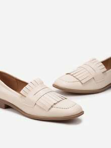 Mocassini con frange morbide, casual per donna in primavera/autunno - Beige - Visualizzare 5