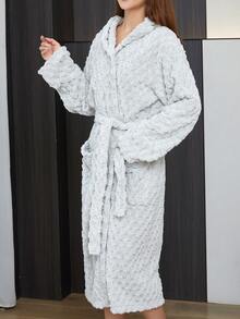 1 szt. szlafrok z kapturem z polaru koralowego w kolorze żółwia, miękki i wygodny, chłonny, idealny do użytku domowego