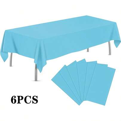 6/12 chiếc khăn trải bàn nhựa màu xanh nhạt hình chữ nhật lớn 54"X72" dùng một lần - Nhựa chịu lực, 6 bề mặt nhẵn thích hợp cho đám cưới, sinh nhật, tiệc chiêu đãi, sự kiện theo chủ đề - Sử dụng trong nhà/ngoài trời mọi mùa (Màu xanh nhạt, 6 chiếc) - Dễ vệ sinh, bày bàn ăn trang nhã, sản xuất bằng máy cho chất lượng đồng nhất, lý tưởng cho tiệc tùng, kỷ niệm và trang trí theo chủ đề, trang trí sự kiện, trang trí tiệc, khăn trải bàn thời trang, chất liệu chống nhăn, khăn trải bàn số lượng lớn