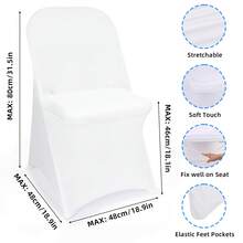 Tomnk [Buy More, Save More]36/55/72/100/110/165 Pcs Spandex Stretch Folding Chair Covers, Universal Fitted Washable Slipcovers For Dining, Party, Wedding, Banquet, Party Decoration, Mother's Day Decor - 白色 - 查看 3