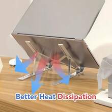 A Modern Desktop Organizer That Combines Foldable Portability, 6-Level Anti-Slip Stability, Efficient Heat Dissipation And Ventilation, And Ergonomic Design. Made Of High-Quality Aviation-Grade Aluminum Alloy, It Perfectly Supports 10 To 17-Inch Laptops, Tablets, And Even Monitors.