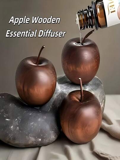 1/3 piezas Difusor de aceites esenciales de madera elegante - Diseño de manzana, dispensador de fragancia natural para coche, dormitorio y decoración de baño, regalo ideal, difusor de aroma para habitación, superficie lisa, adecuado para perfume/uso de aceite, sin calentamiento/sin fuego - Perfecto para dormitorios, salas de estar, decoración de spa - Material de madera natural, accesorio de hogar con estilo, sin batería, aroma de coche, aromas de coche, difusor, ambientador de coche, fragancia de coche, perfume de coche Decoración del hogar Decoraciones navideñas Regalos de Navidad