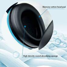 1 件降噪耳罩，高密度泡沫 ABS 耳罩，可折叠耳罩