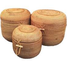 Rattan storage basket Set Of 3 Rattan Storage Tub Storage Basket Handwoven Storage Bin Living Room Toys Storage Towels Home decoration rattan storage basket Natural As picture - Natural + Como en la imagen - Ver 2