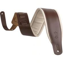 Levy's Leathers - Correa de piel para guitarra de.6 de ancho con acolchado de espuma y respaldo para prendas; color negro (M26PD-BLK) - Marróny crema (Brown & Cream) - Ver 1