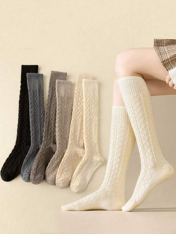 1 paire/3 paires de chaussettes hautes pour femme, mélange de laine multicolore, à la mode et polyvalentes, idéales au quotidien, style années 2000