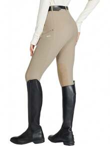 Willit Women's Horse Riding Pants Knee-Patch Equestrian Breeches Horseback Schooling Tights Zipper Pockets - Khaki - View 10